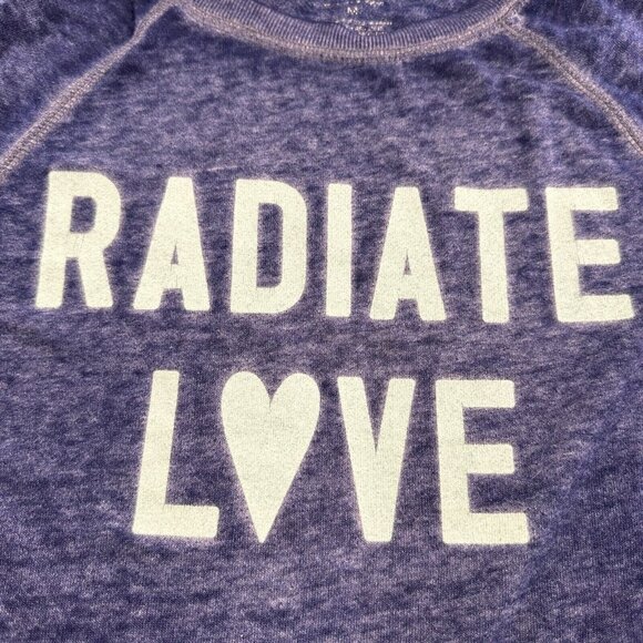 Zoe & Liv Radiate Love Blue Long Sleeve Raglan Pullover Sweater M Graphic - Picture 5 of 6